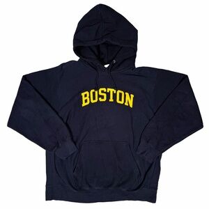 Vintage Boston Pullover Hoodie MV Sport Pro Weave Navy Blue 80s 90s - size XL